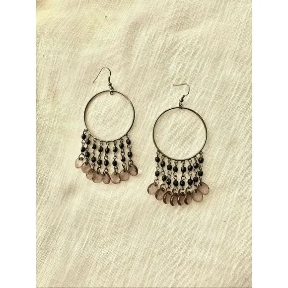 Y2K boho gun metal beaded earrings
